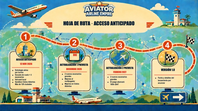 Aviator: Airline Empire Early Access roadmap in Español / Spanish